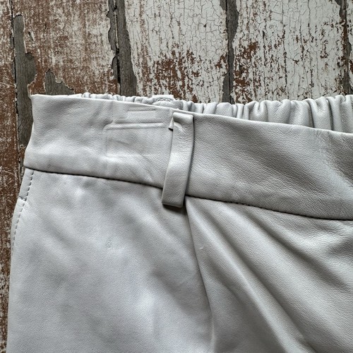 Witchery Genuine Lamb Leather Jogger Pants Womens 14 Off White High Waist - Picture 4 of 14