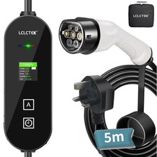 LCLCTEK EV Charger Cable Type 2 to 3 Pin Plug, Portable UK 3 Pin EV Charger, 5m