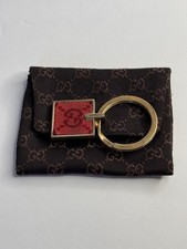Gucci Gold Tone Charm Key Rings Red Suede Men  s Or Women  s Key Chain