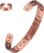 Copper Magnetic Bracelet Ring Arthritis Pain Energy MEN WOMEN ADJUSTABLE CUFF