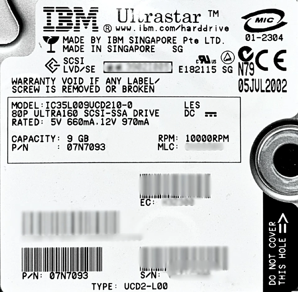 IBM 07N7093 9.1GB 10K SCSI 3.5 Inch HDD Hard Disk Drive - Image 2 of 4