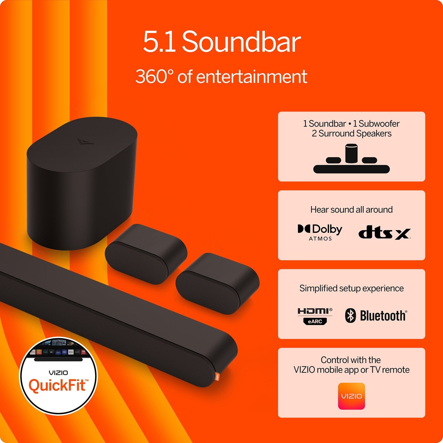 VIZIO 5.1 Dolby Atmos Soundbar System w/ Wireless Subwoofer 