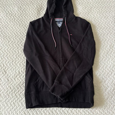 Tommy Hilfiger Men s Black Solid Full Zip Hoo...