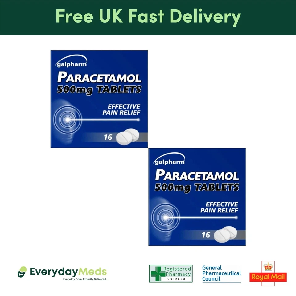 EVERYDAYMEDS Paracetamol 500mg Tablets 32 Pack Pain Relief Headache Migraine Back Pain