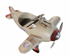 Vintage Army Pursuit White Steel Pedal Airplane Complete And UNRESTORED!