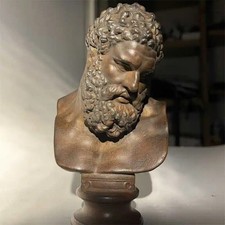 Handcrafted Bronze Hercules Bust Sculpture, Ancient Roman Statue Home Decor