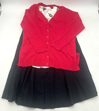TALBOTS SKIRT SZ 10 SLEEVELESS BACK & WHITE TOP, FUCHSIA CARDIGAN SZ LP