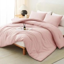 CozyLux Pink Full Size Comforter Set Girls Women 3Pc Breathable Quilted Bedding