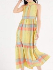Urban Outfitters Women's Small Greta Tiered Ruffle Mock Neck Midi Dress Plaid