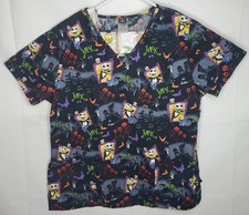 Disney Tim Burtons Nightmare Before Christmas Halloween Women  s Large Scrub Top