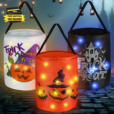 Halloween Trick or Treat Bags with LED Lights 3 PACKS Light up Buckets              