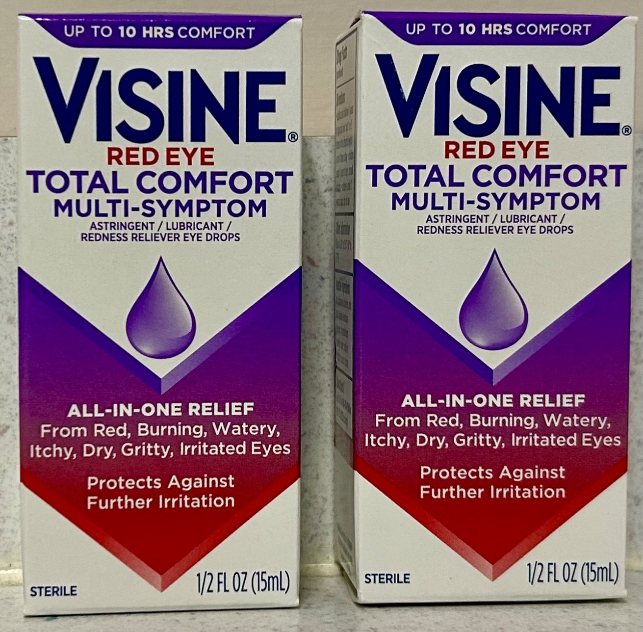 2 Visine Red Eye Total Comfort Multi-Symptom Eye Drops, 0.5 