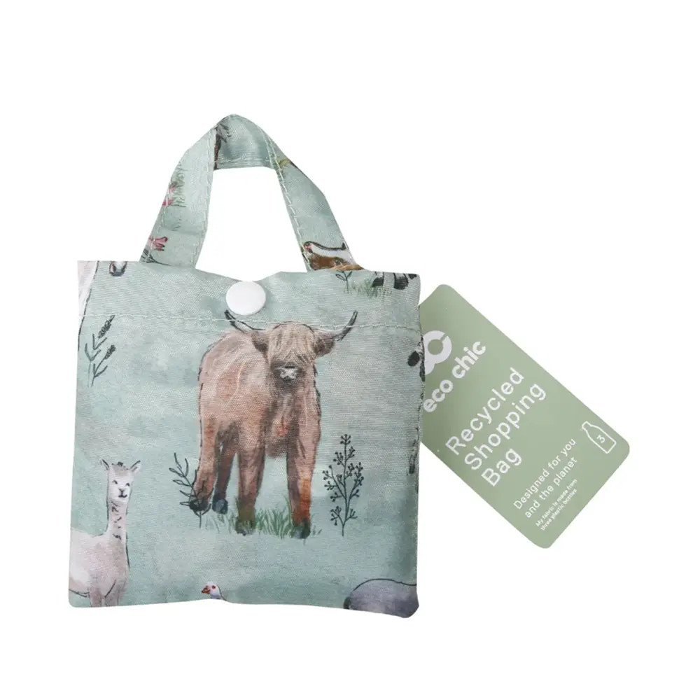 Eco Chic Recycled Shopping Bag Sage Farm Animals