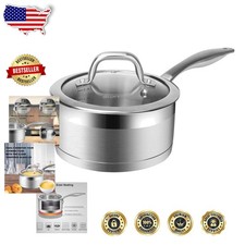 High-Quality 2.5 Quart Saucepan Stainless Steel Stay-Cool Handle Oven Safe