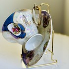 Vintage Purple Iridescent Tea Cup Gold Trim Romantic Courting Scene — photo 9