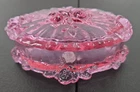 Vintage Fenton Soft Pink Cabbage Rose Footed Trinket Box