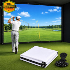 9x7ft Golf Simulator Impact Screen with 10 Bungee Cord 4:3 HD 2 Layer