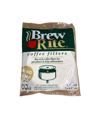 Brew Rite Disc Style Coffee Filters 100 Ct 3  & 3.5  Percolator Drip USA NOS