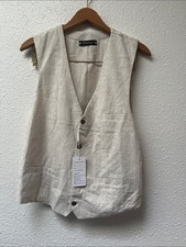 Men's Cream Button-Front Linen Vest