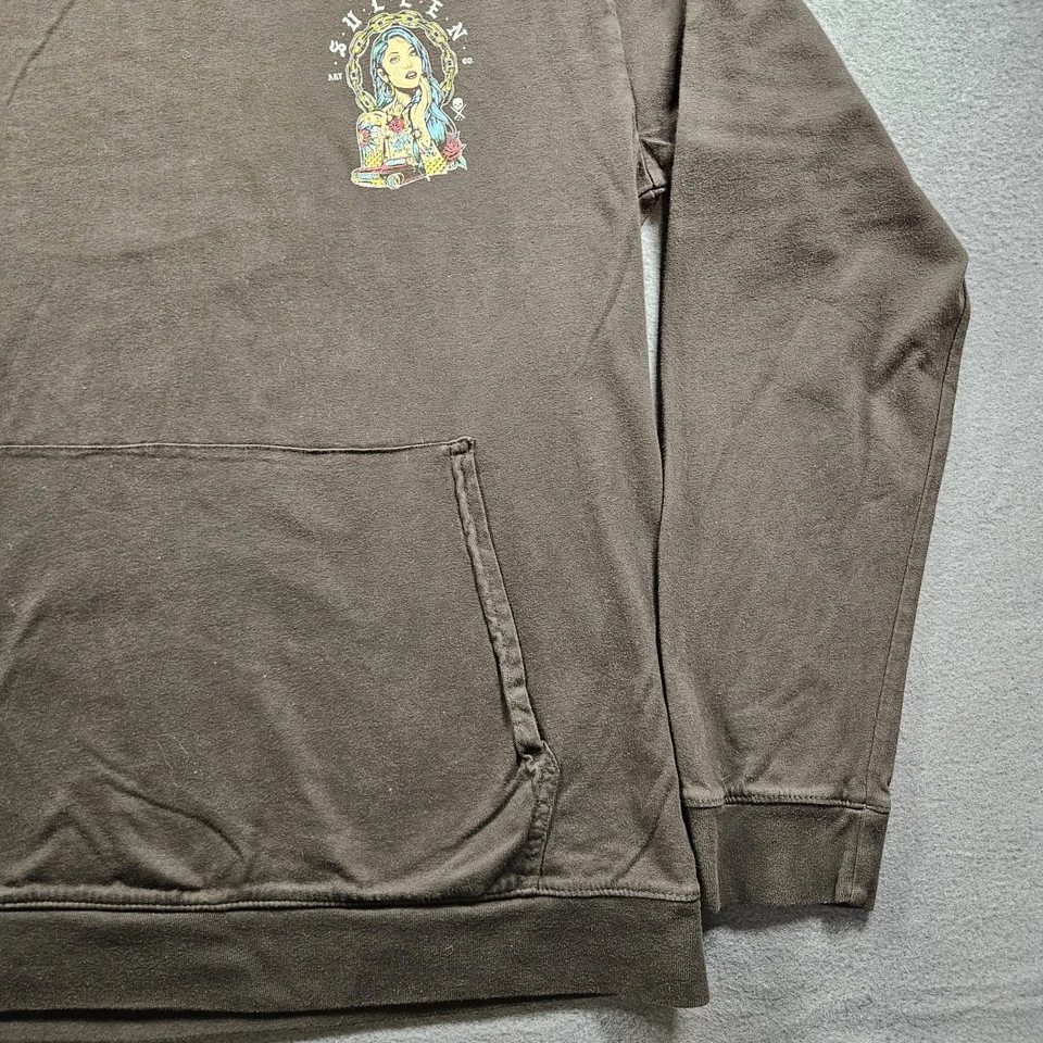 Sullen Art Black Graphic Girl Chain Tattoo Pullover Cotton Hoodie Sweatshirt L - Image 4 of 4
