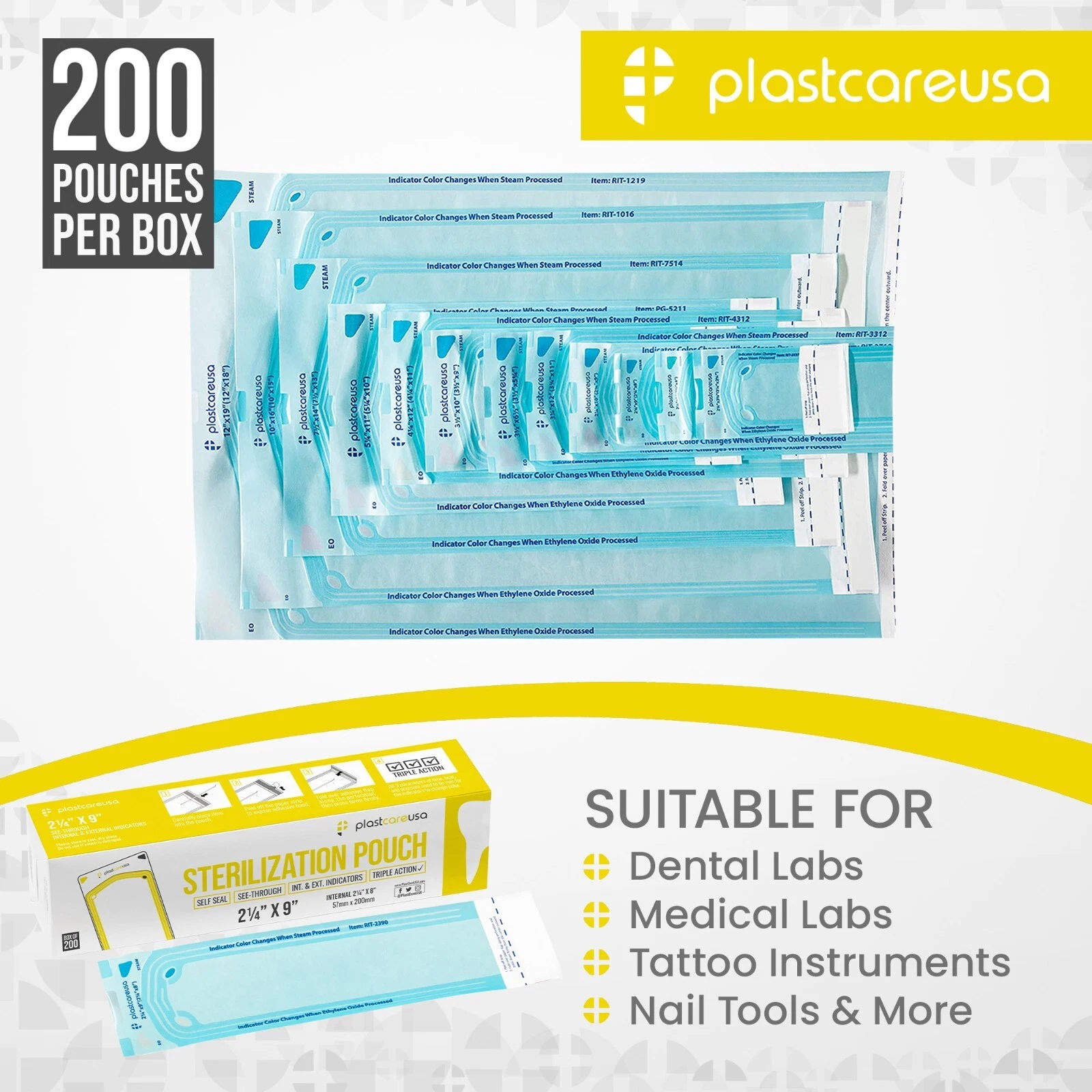 1000 2.25" x 9" Dental Sterilization Pouches Sterilizer Autoclave Bags - product detail image 6