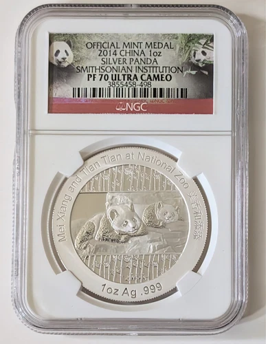 2014 CHINA 1OZ SILVER PANDA NGC PF70 ULTRA CAMEO SMITHSONIAN SKU 3855458-498