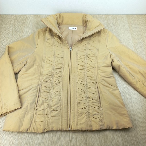 Golden Sheen Puffer Jacket Women's M Club Nasso Full Zip Hidden Hood Shimmer
