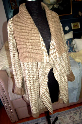 Apt 9 Sweater Open Cardigan Sz L Long Sleeve  Shawl Collar Tan/Cream