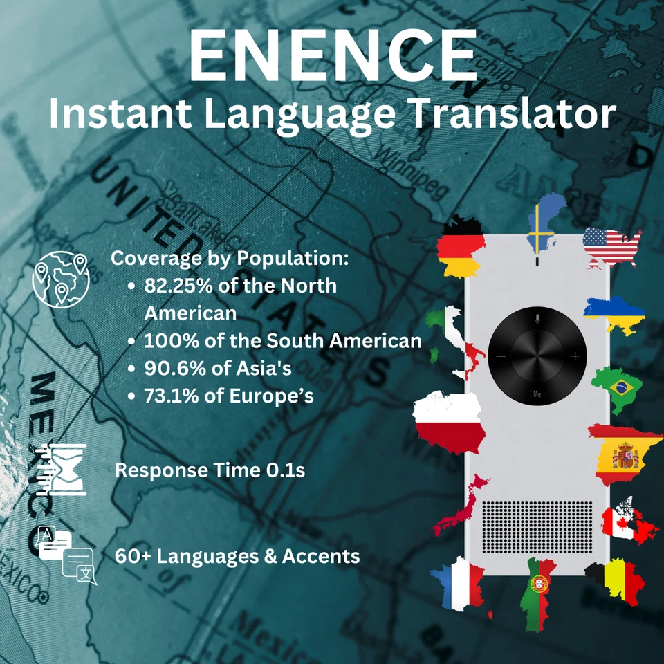 ENENCE PRO | Language Translator Device, Two Way Real-Time Voice Translation - Image 3 of 4