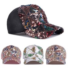 Donna Paillettes e Lustrini Cappello Baseball Regolabile Estate Rete Sole Festa