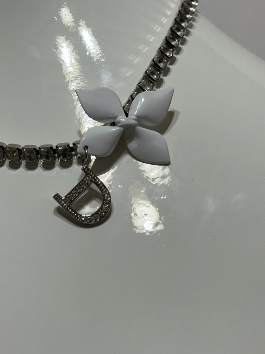 Vtg CHRISTIAN DIOR BY JOHN GALLIANO SILVER CRYSTAL D LOGO Vtg CHRISTIAN DIOR BY JOHN GALLIANO SILVER CRYSTAL D LOGO