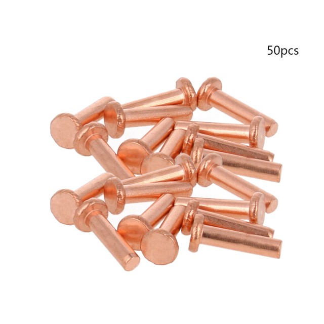 50Pcs M4 Solid Copper Flat Head Rivets Screws Fasteners Length 6 to