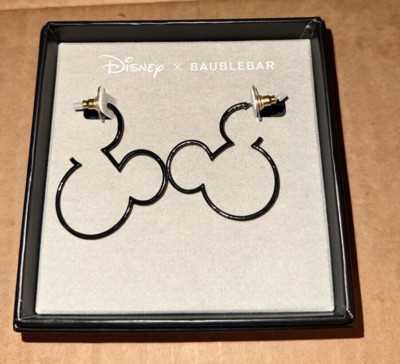 DISNEY X BAUBLEBAR MICKEY MOUSE BLACK OUTLINE EARRINGS - NEW