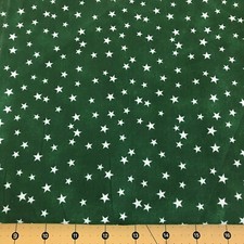 White Stars on Green 100 cotton fabric sold by the yard 171