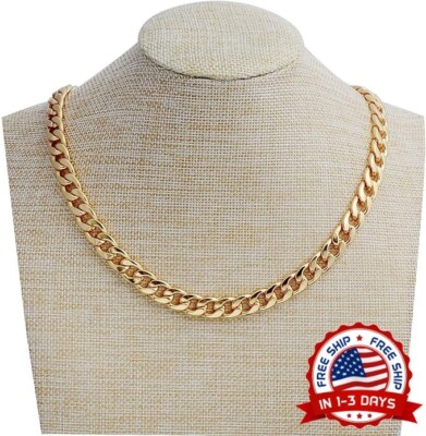 Cadenas de Titanium Cadena Cubana Oro 18K Eslabón Cubano Regalos Para Hombres US