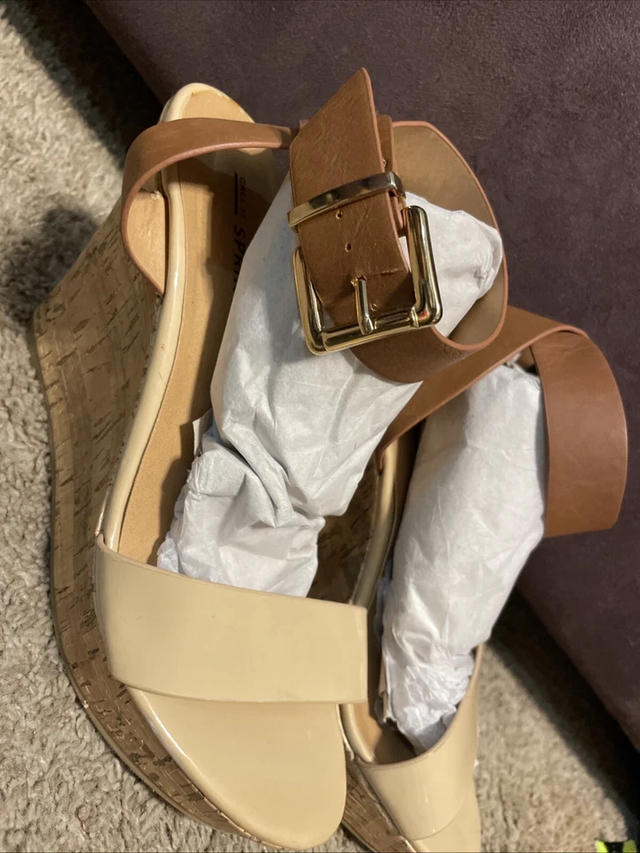 Call It Spring Beige Platform WEDGE HEEL Sandal Woman’s size 7 - Image 2 of 4