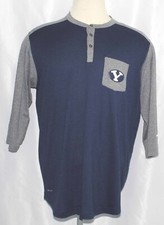 Nike Dri Fit Brigham Young Cougars 3 Button Henley 3/4 Sleeve Shirt Mens Size XL
