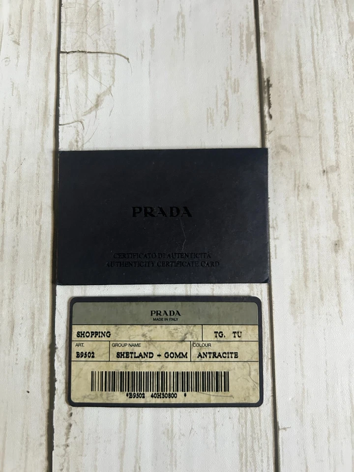 PRADA Triple Compartment SHETLAND WOOL Gray & Black Leather Trim #31 ART: B9502 - Image 3 of 4