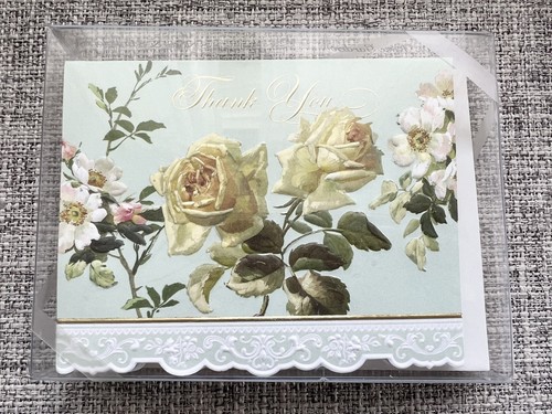 Carol Wilson Rose Garden Thank You Blank 8 Cards Roses Flower Made USA Green - Picture 2 of 4