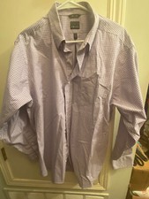 Chaps Non-Iron Dress Shirt Lavender Plaid Men's 17.5  34/35 Excellent