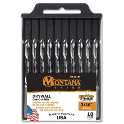 Montana Brands Drywall Cut Out Router Bits 3/16'' MB-63194  10/pk **NEW**
