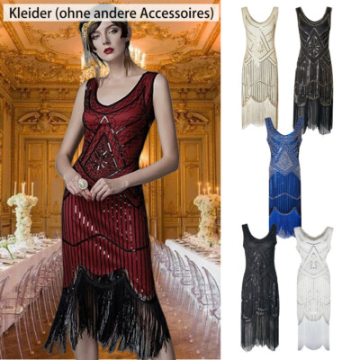 20er Jahre Charleston Kleid Pailletten Fransen /Flapper Gatsby 20's Damen  Kostüm