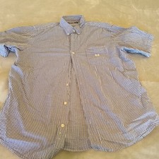 Chaps Mens Adult Extra Large Blue White Pinstripe Casual Button Up Dress Shirt