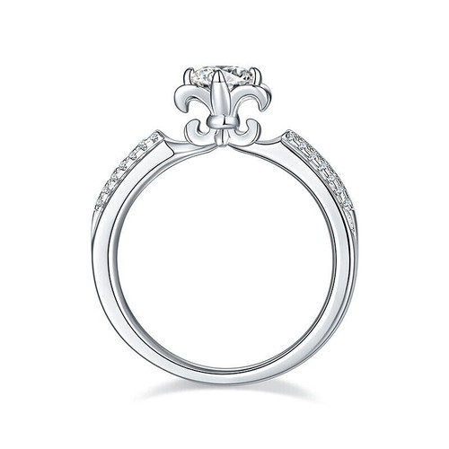 2Ct Round Cut Simulated Diamond Solitaire & Accent Ring 14K White Gold Plated - Bild 2 von 4