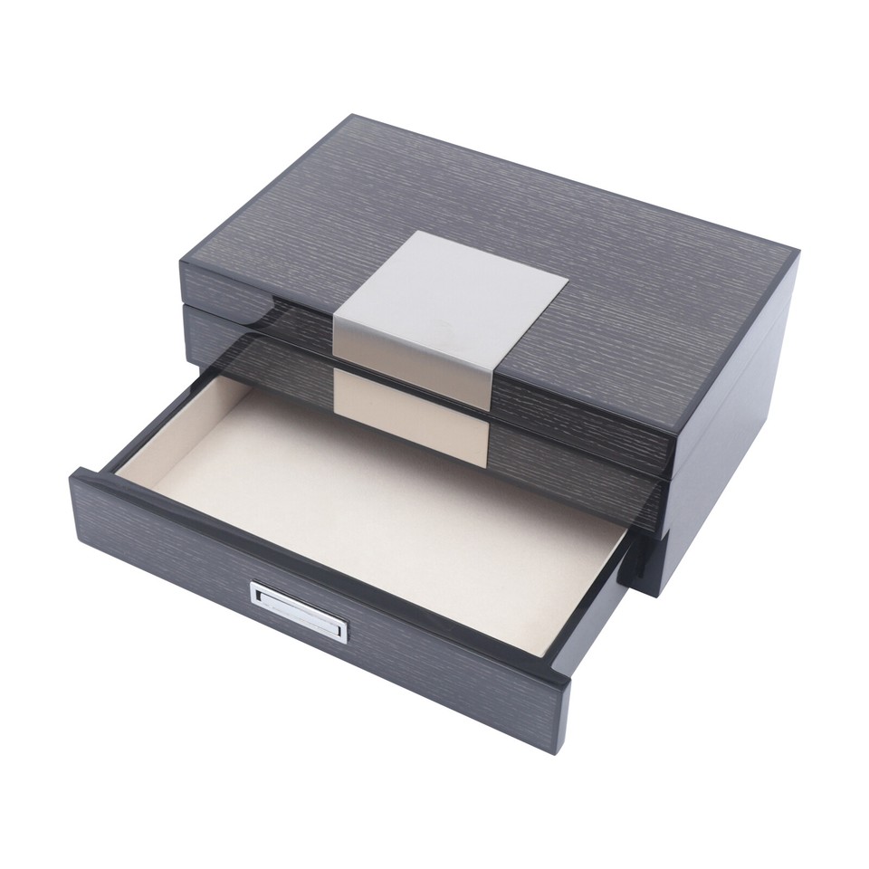 2 Layer Wood Jewelry Box Earrings Rings Bracelets Necklaces Storage