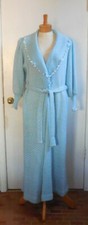 Vintage Christian Dior Designer Paris, NY Elegant Soft Blue Lounge Robe Small