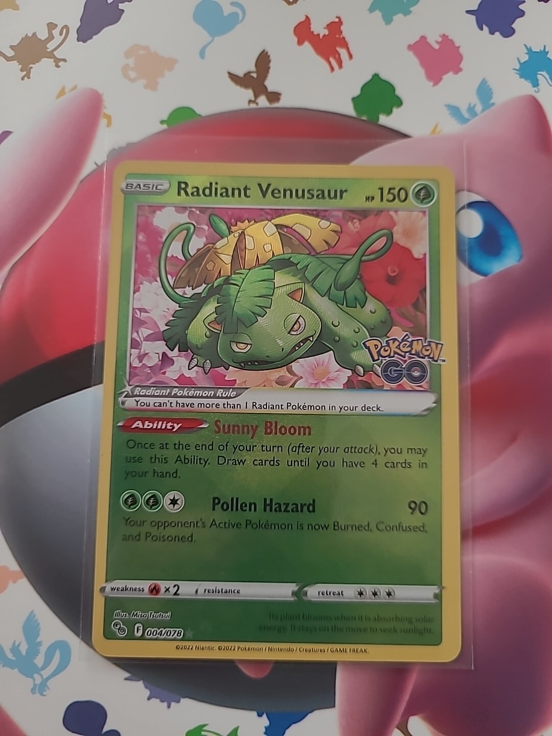 Pokémon TCG Radiant Venusaur Pokemon GO 004/078 Holo Radiant Rare MINT