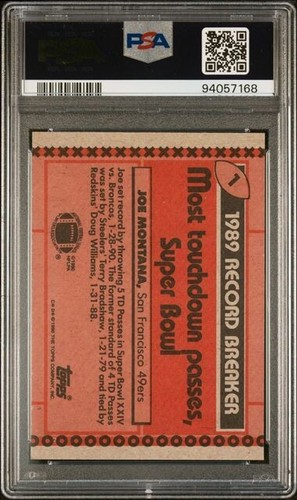 1990 Topps #1 Joe Montana PSA 9 MINT - Bild 2 von 2