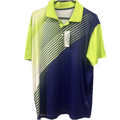 Zity Men s Speedrun Blue Green and White  1/4 Button Golf Shirt Size Large NWT