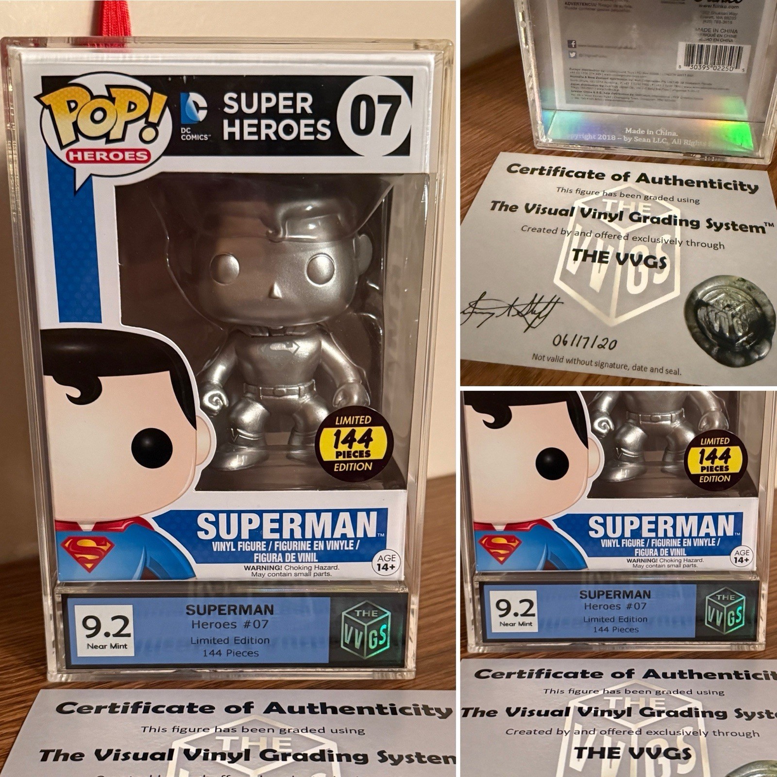 Funko Pop Heroes #07 Superman Silver Hot Topic Employee 144 Pieces VVGS graded